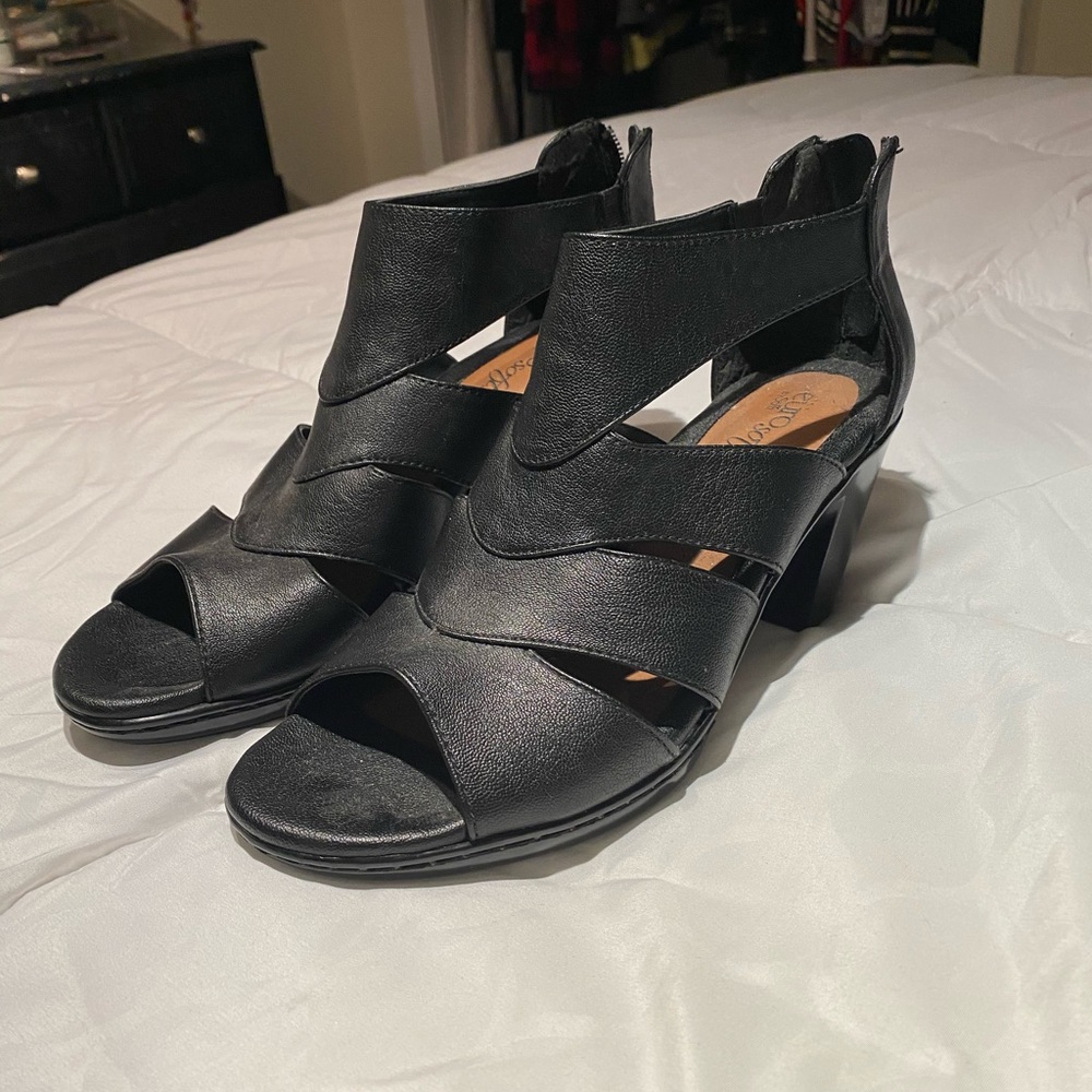 Strappy black heel sandals